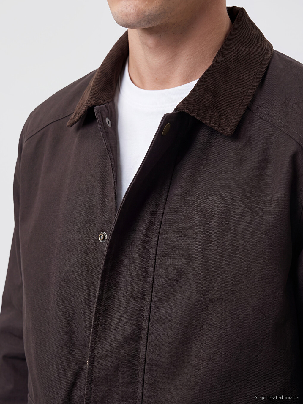 Kahverengi Regular Fit Kontrast Yaka Erkek Mont-2