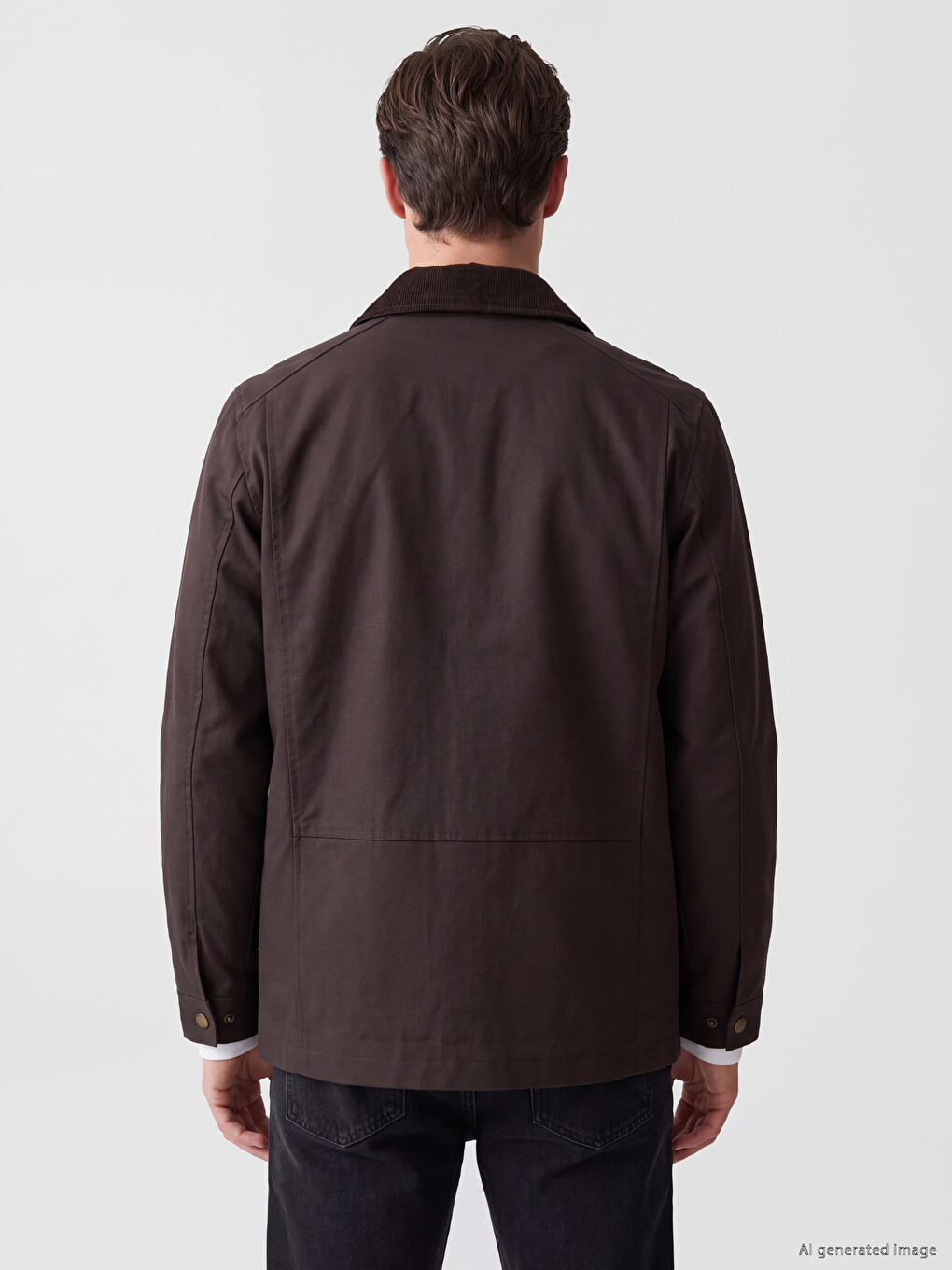 Kahverengi Regular Fit Kontrast Yaka Erkek Mont-3