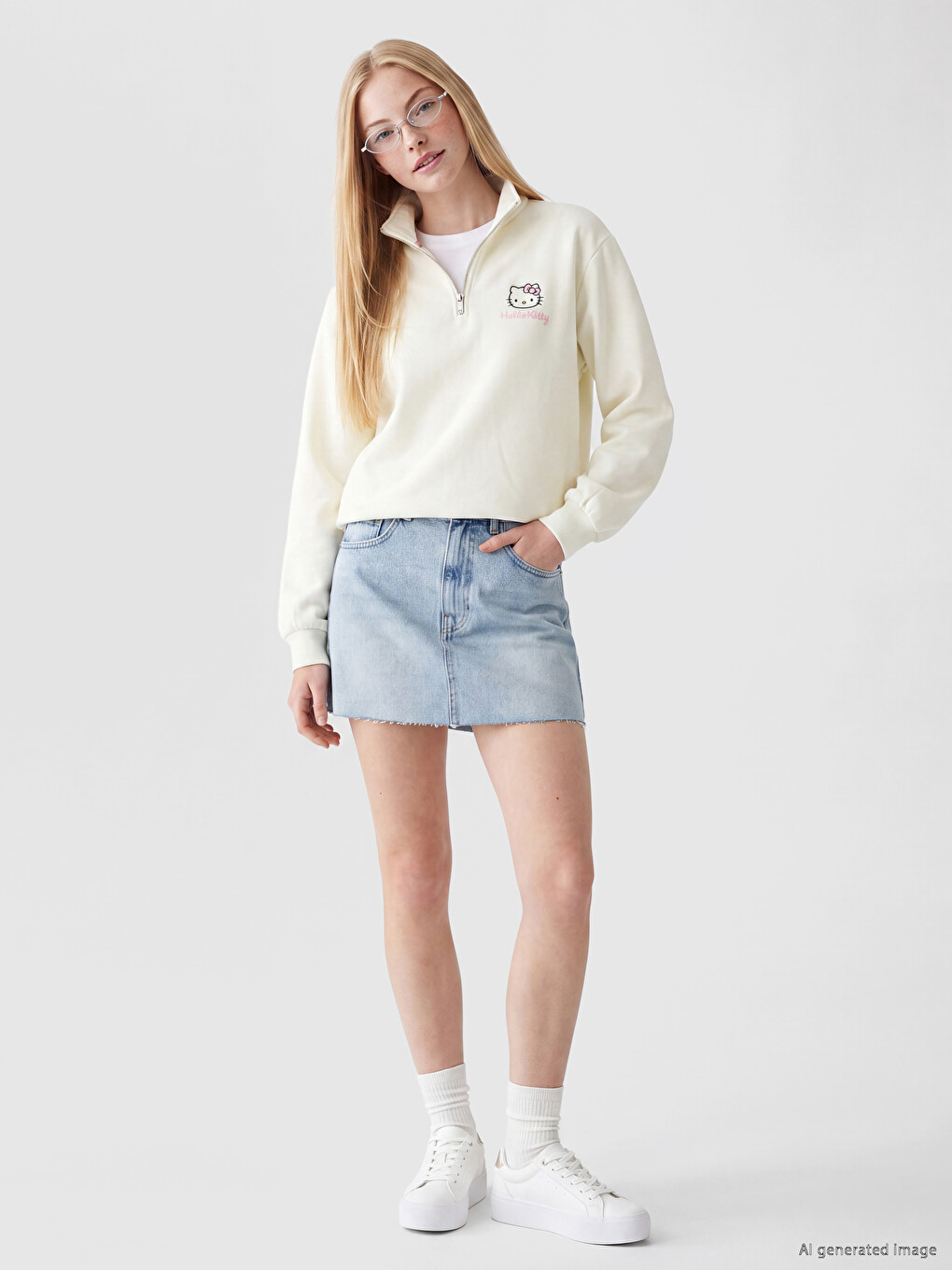 Woman Beige Sweatshirt-1