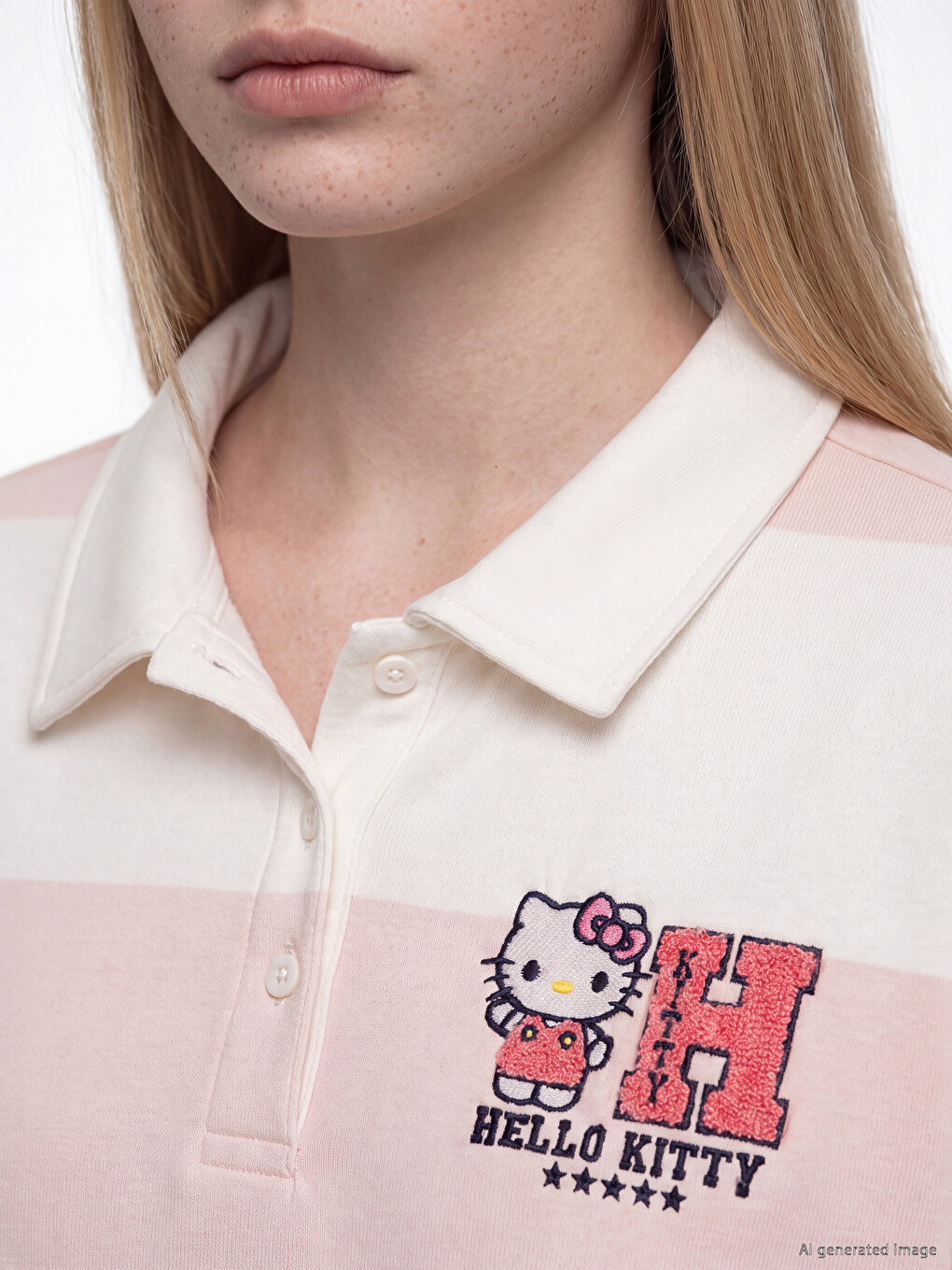 Hello Kitty Printed Women's Striped Sweatshirt-2
