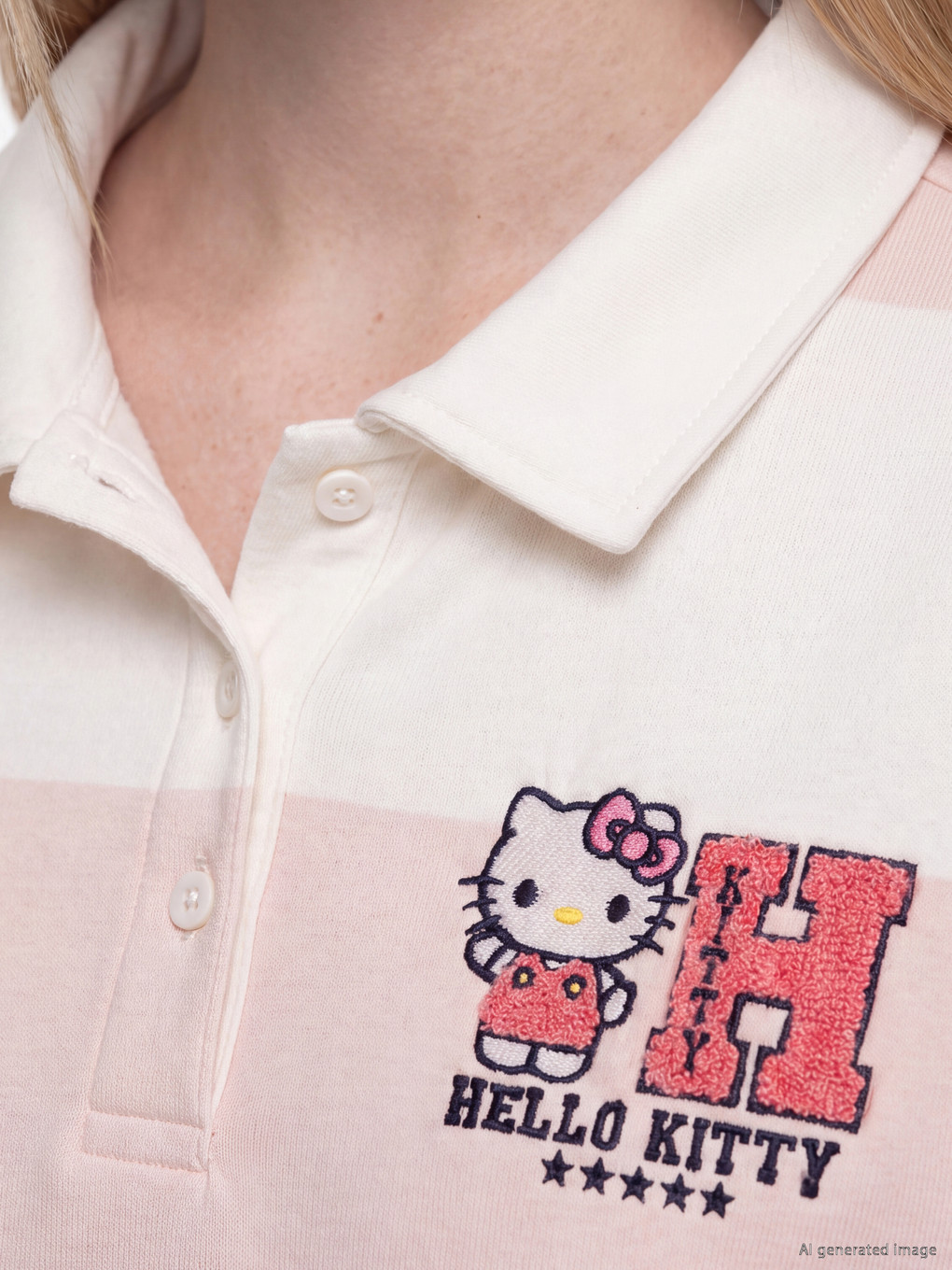 Hello Kitty Baskılı Kadın Çizgili Sweatshirt-2