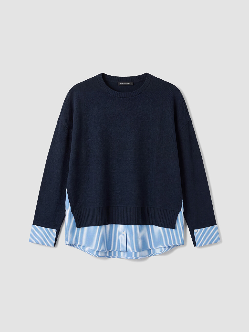 Crew Neck Shirt Look Women's Sweatshirt-4