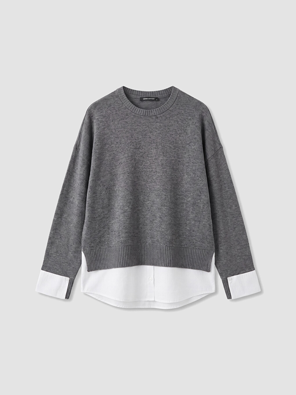 Crew Neck Shirt Look Women's Sweatshirt-4
