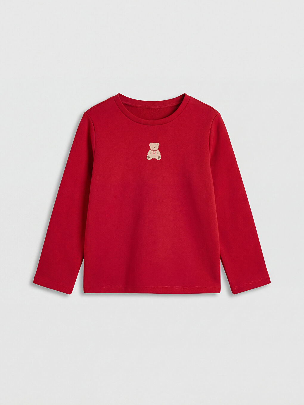 Kırmızı Ayı Baskılı Kız Çocuk Pijama Takım-1