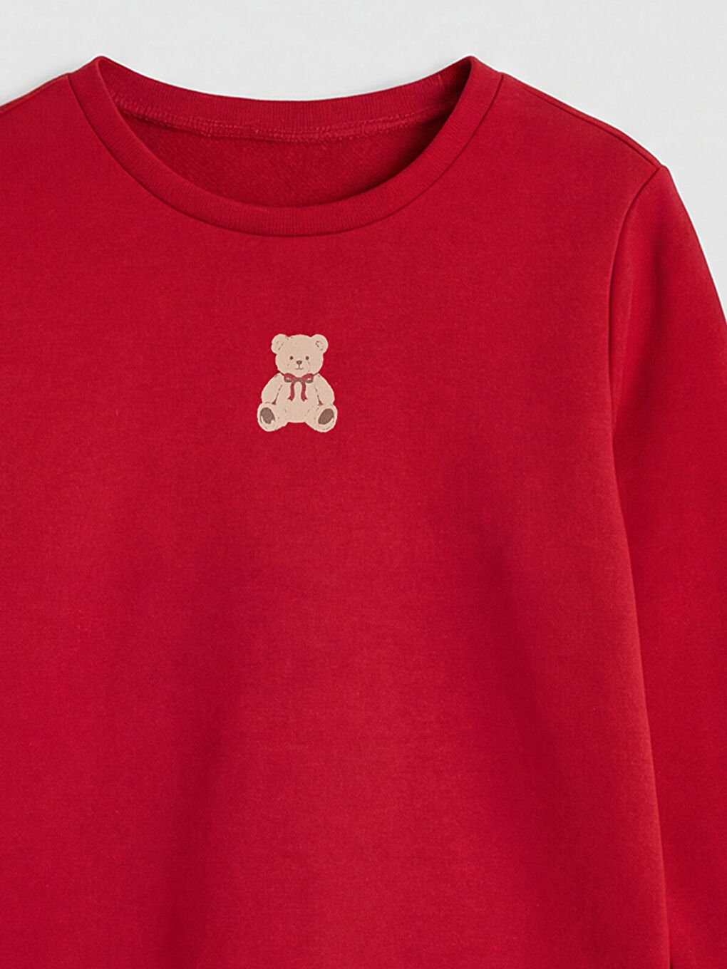 Kırmızı Ayı Baskılı Kız Çocuk Pijama Takım-5