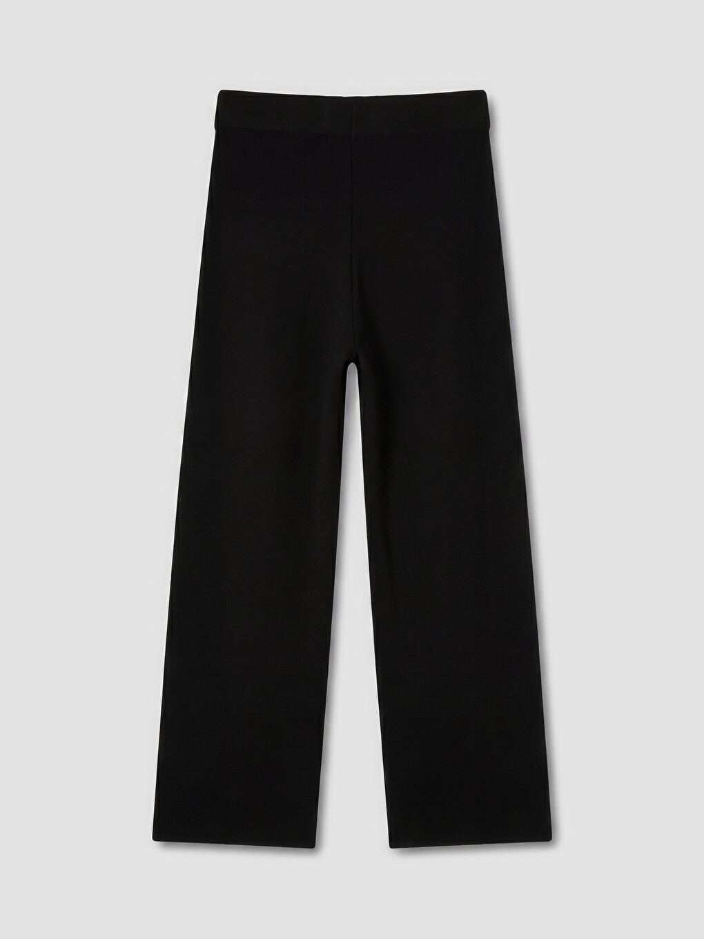 Siyah Beli Lastikli Geniş Paça Kadın Triko Pantolon-4