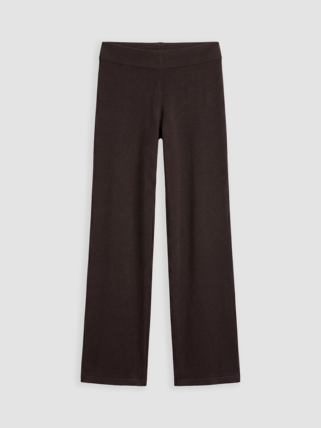 Kahverengi Beli Lastikli Geniş Paça Kadın Triko Pantolon