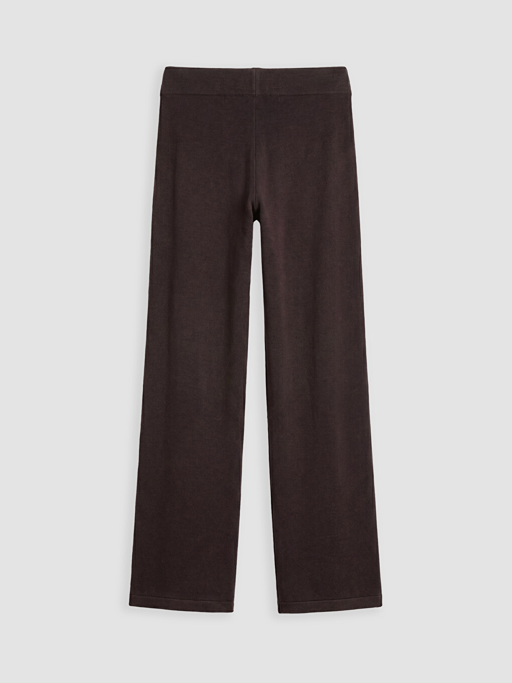 Kahverengi Beli Lastikli Geniş Paça Kadın Triko Pantolon-2