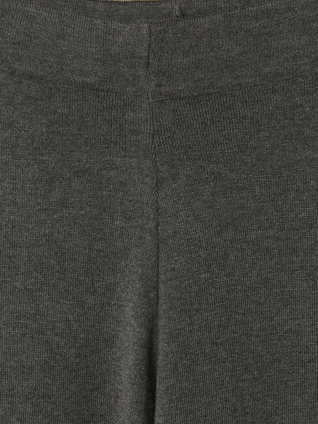 Gri Beli Lastikli Geniş Paça Kadın Triko Pantolon-1