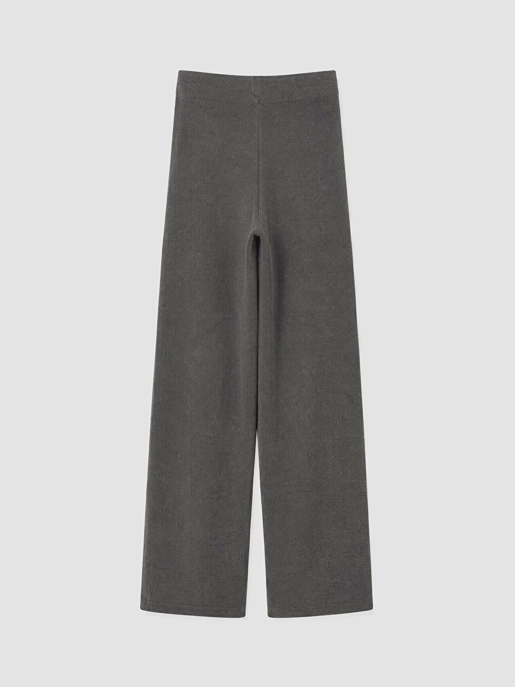 Gri Beli Lastikli Geniş Paça Kadın Triko Pantolon-2