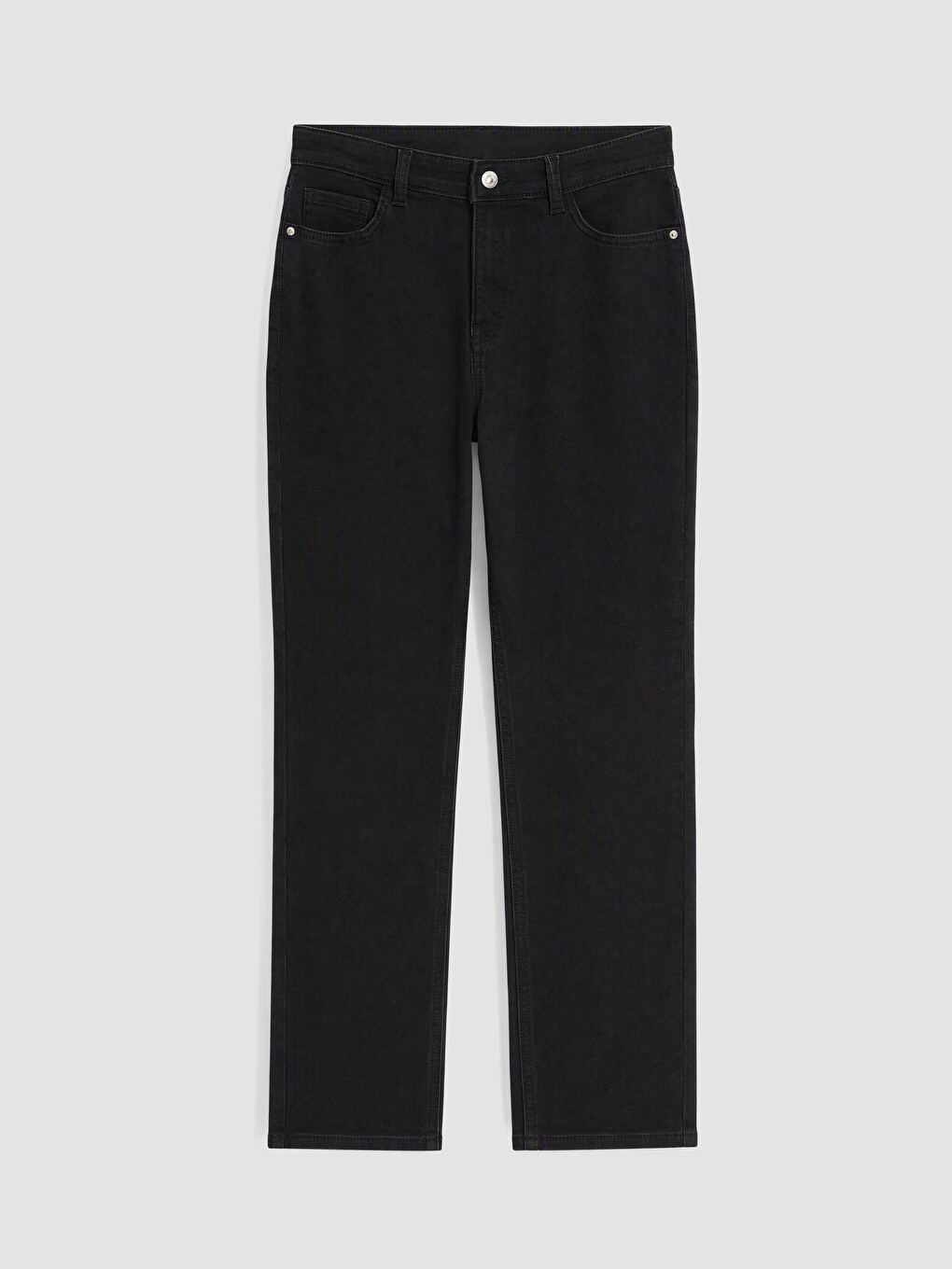 Siyah Straight Fit Kadın Jean Pantolon-4