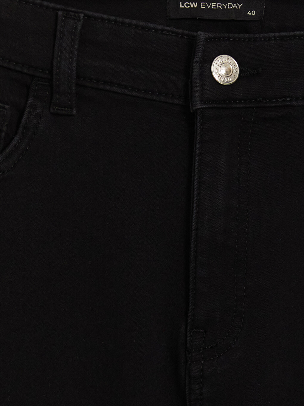 Siyah Straight Fit Kadın Jean Pantolon-5