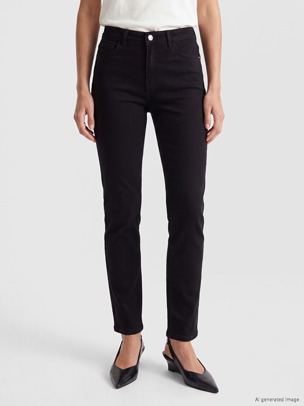 Siyah Straight Fit Kadın Jean Pantolon-1