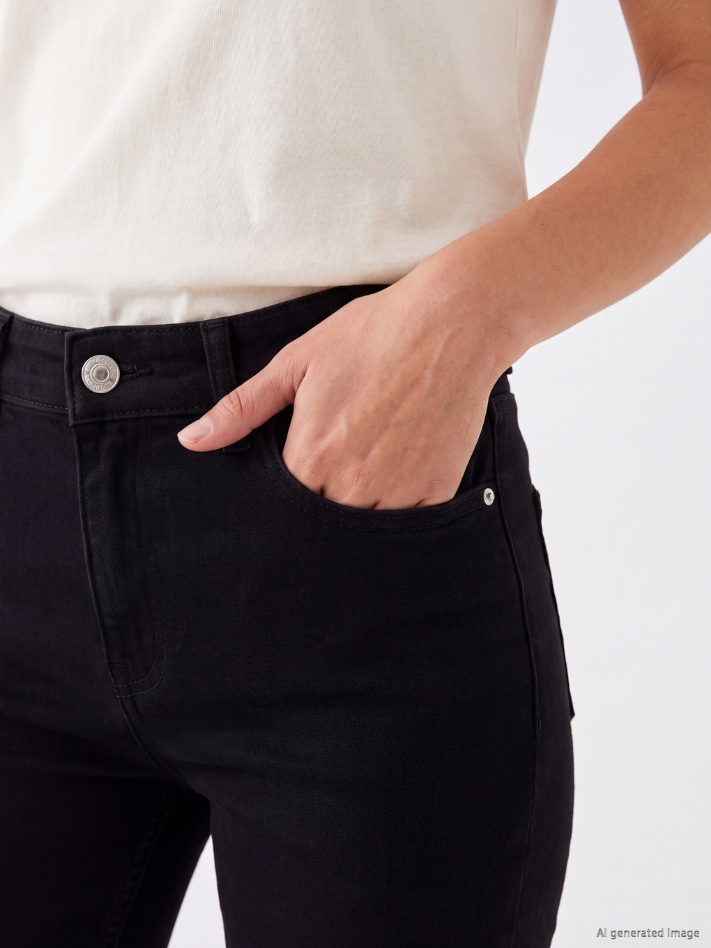 Siyah Straight Fit Kadın Jean Pantolon-2