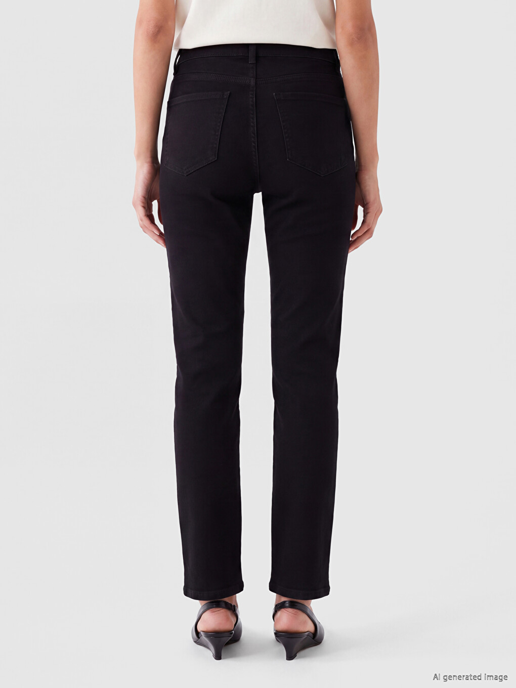 Siyah Straight Fit Kadın Jean Pantolon-3