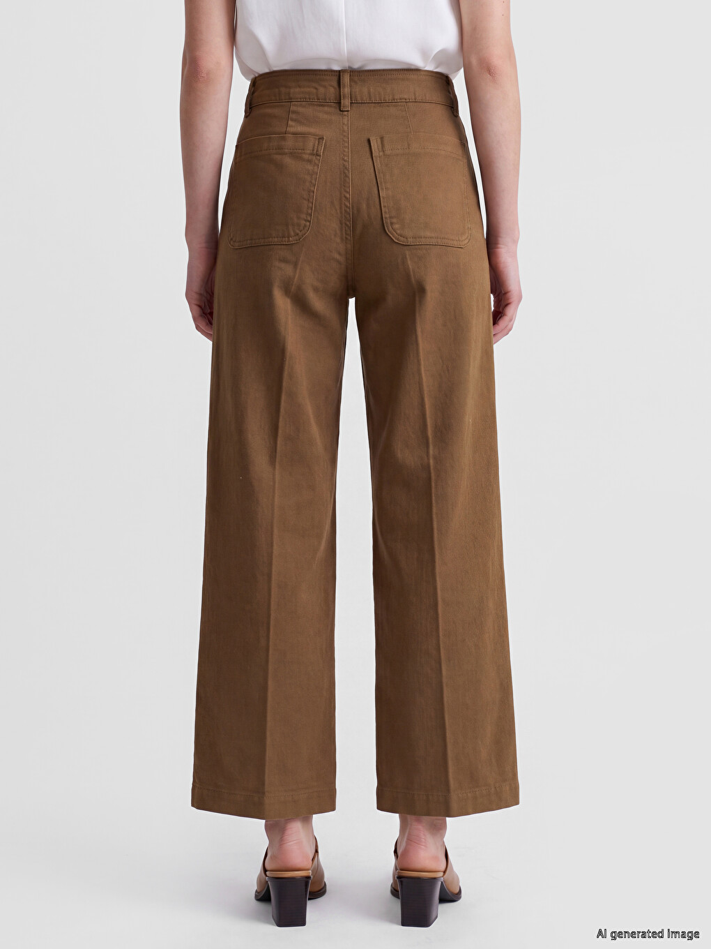 Yeşil Wideleg Kadın Jean Pantolon-3