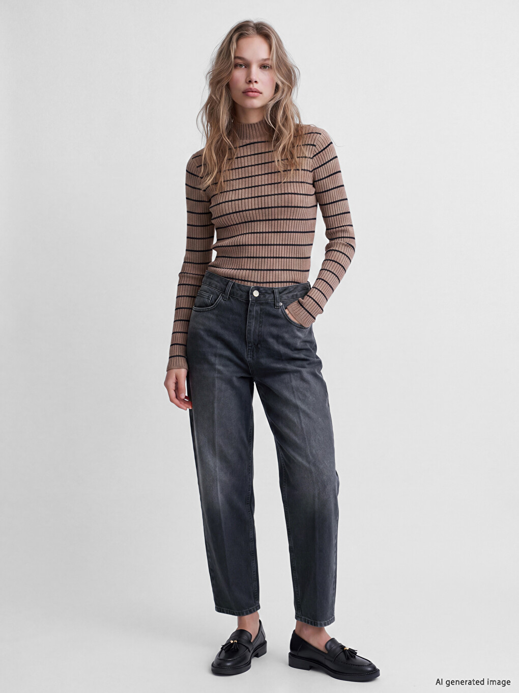 Siyah Barrel Fit Kadın Jean Pantolon