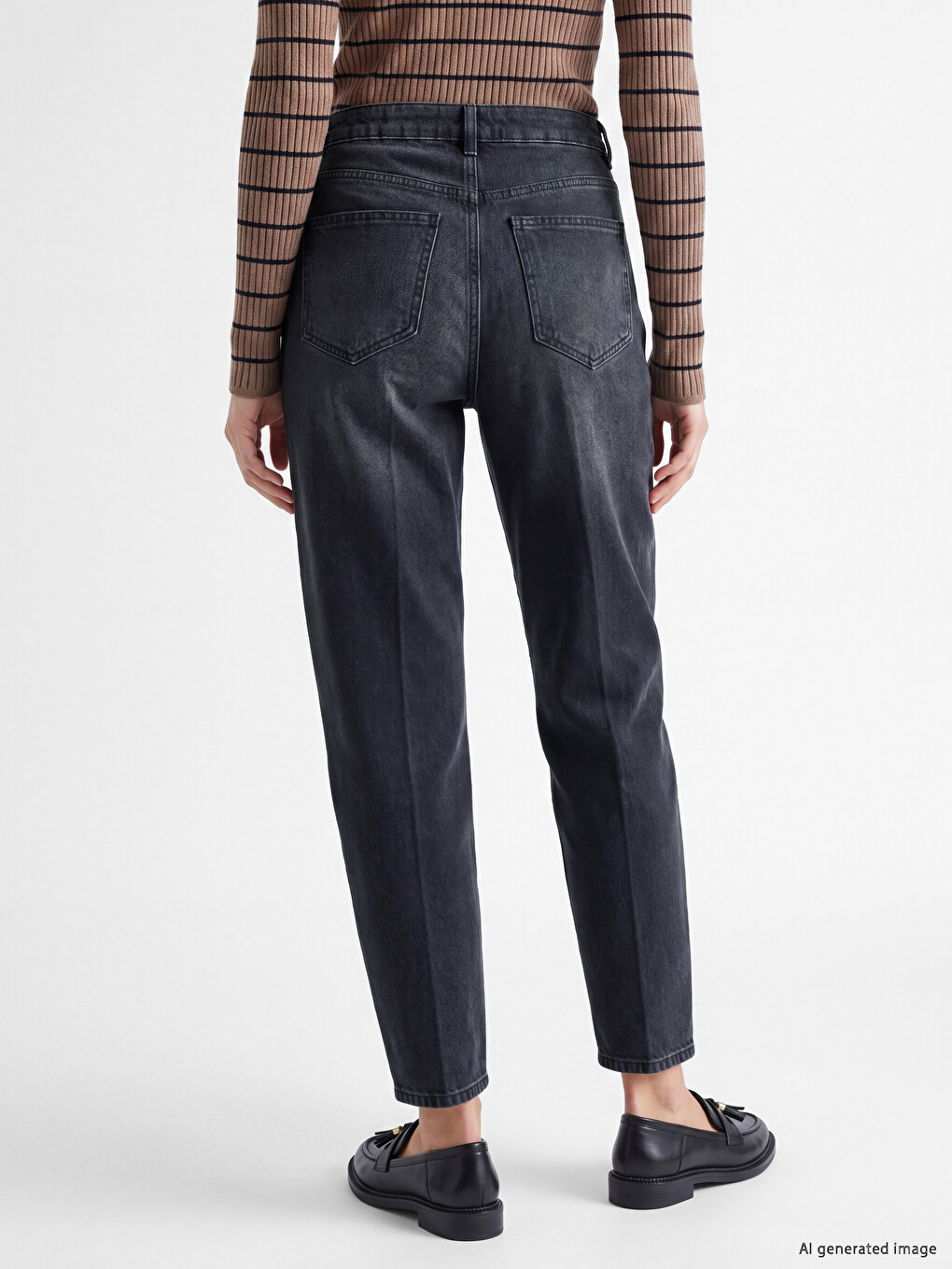 Siyah Barrel Fit Kadın Jean Pantolon-3