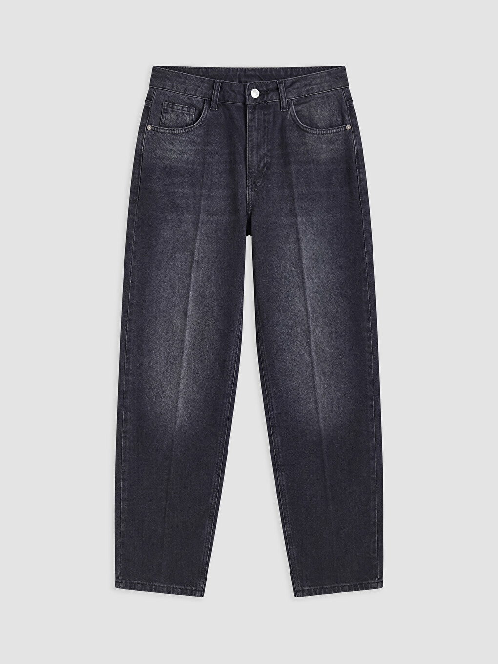Siyah Barrel Fit Kadın Jean Pantolon-4