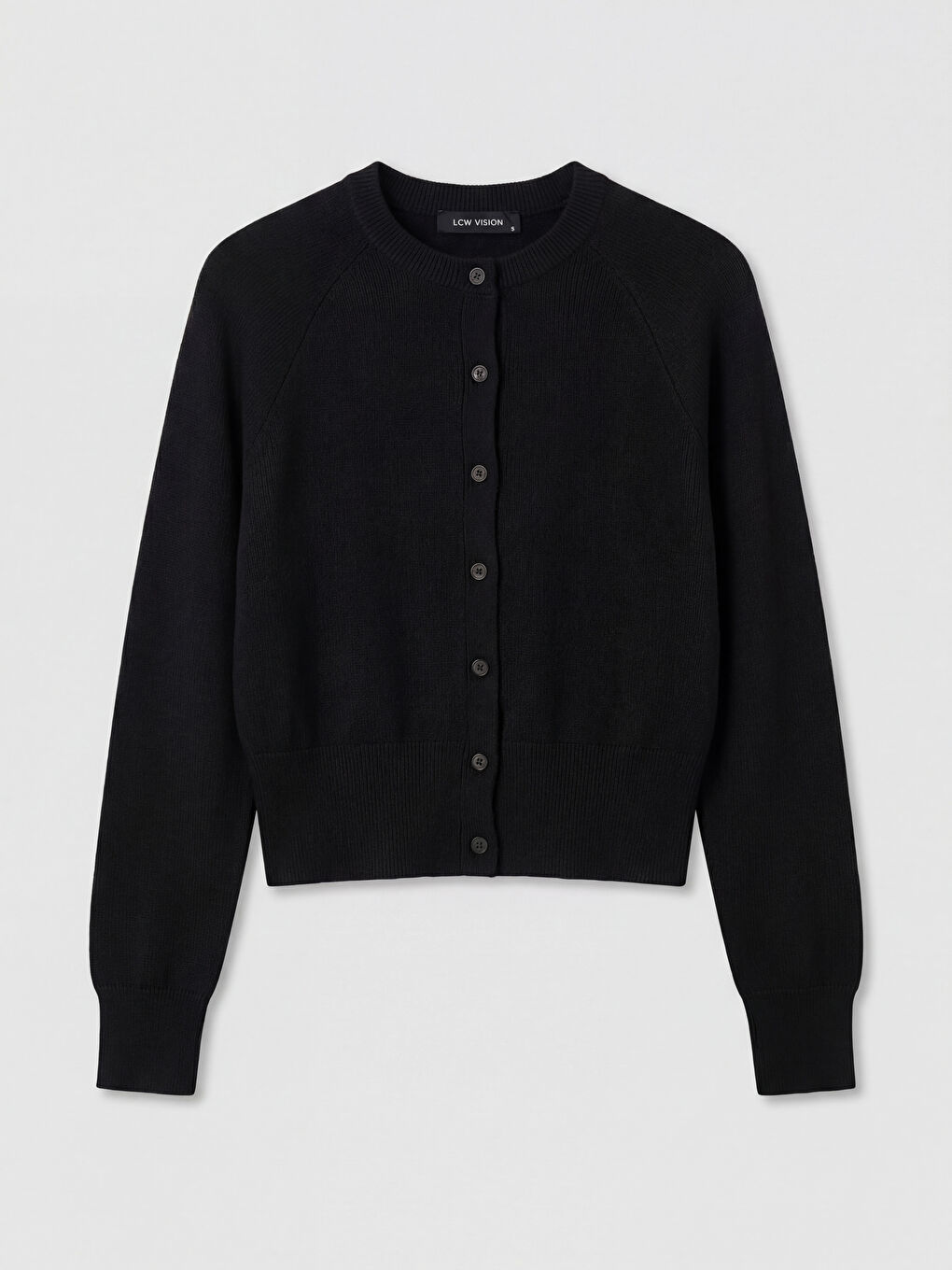 Siyah Bisiklet Yaka Kadın Triko Hırka-4