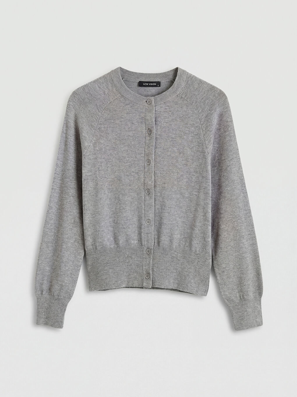 Gri Bisiklet Yaka Kadın Triko Hırka-4