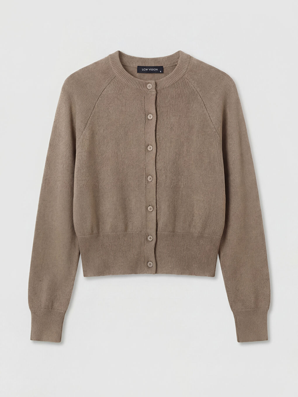 Bej Bisiklet Yaka Kadın Triko Hırka-4