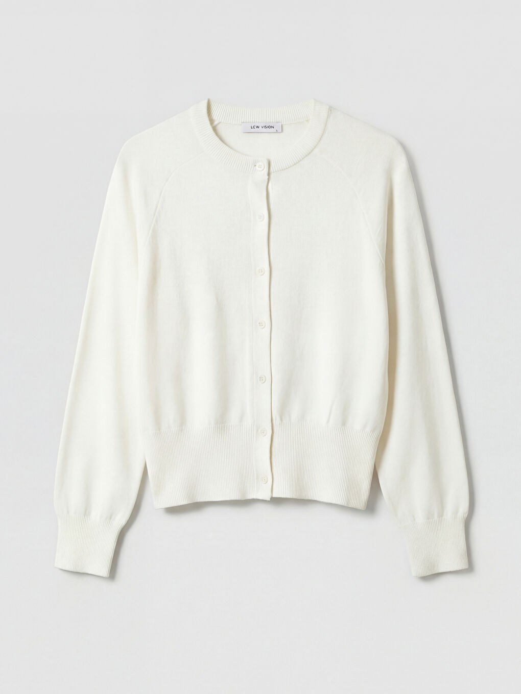 Ekru Bisiklet Yaka Kadın Triko Hırka-4