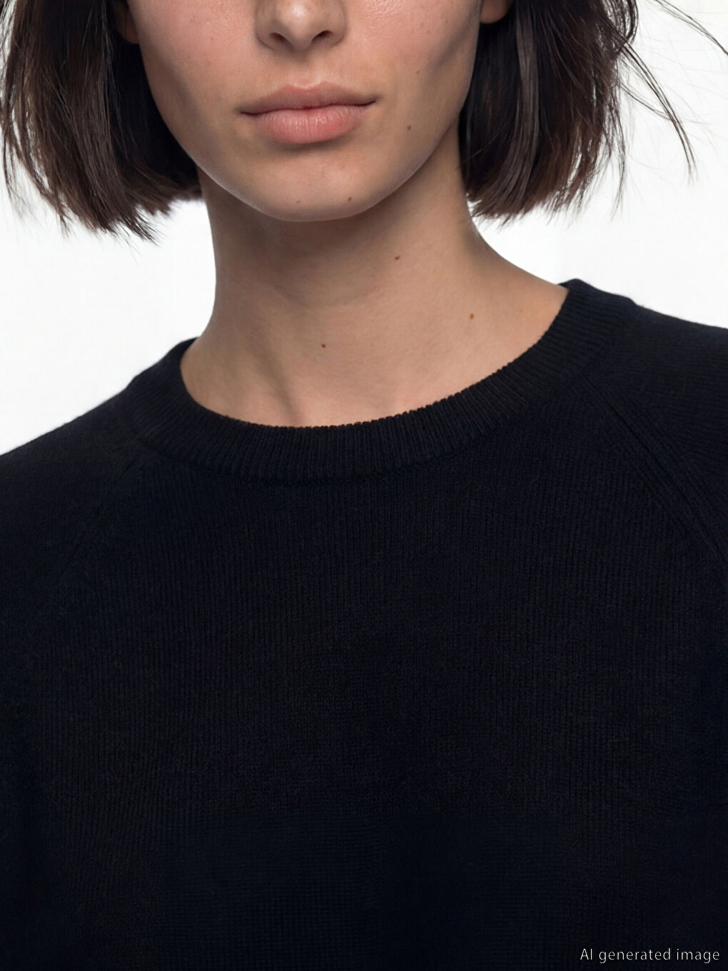 Siyah Bisiklet Yaka Kadın Triko Kazak-2