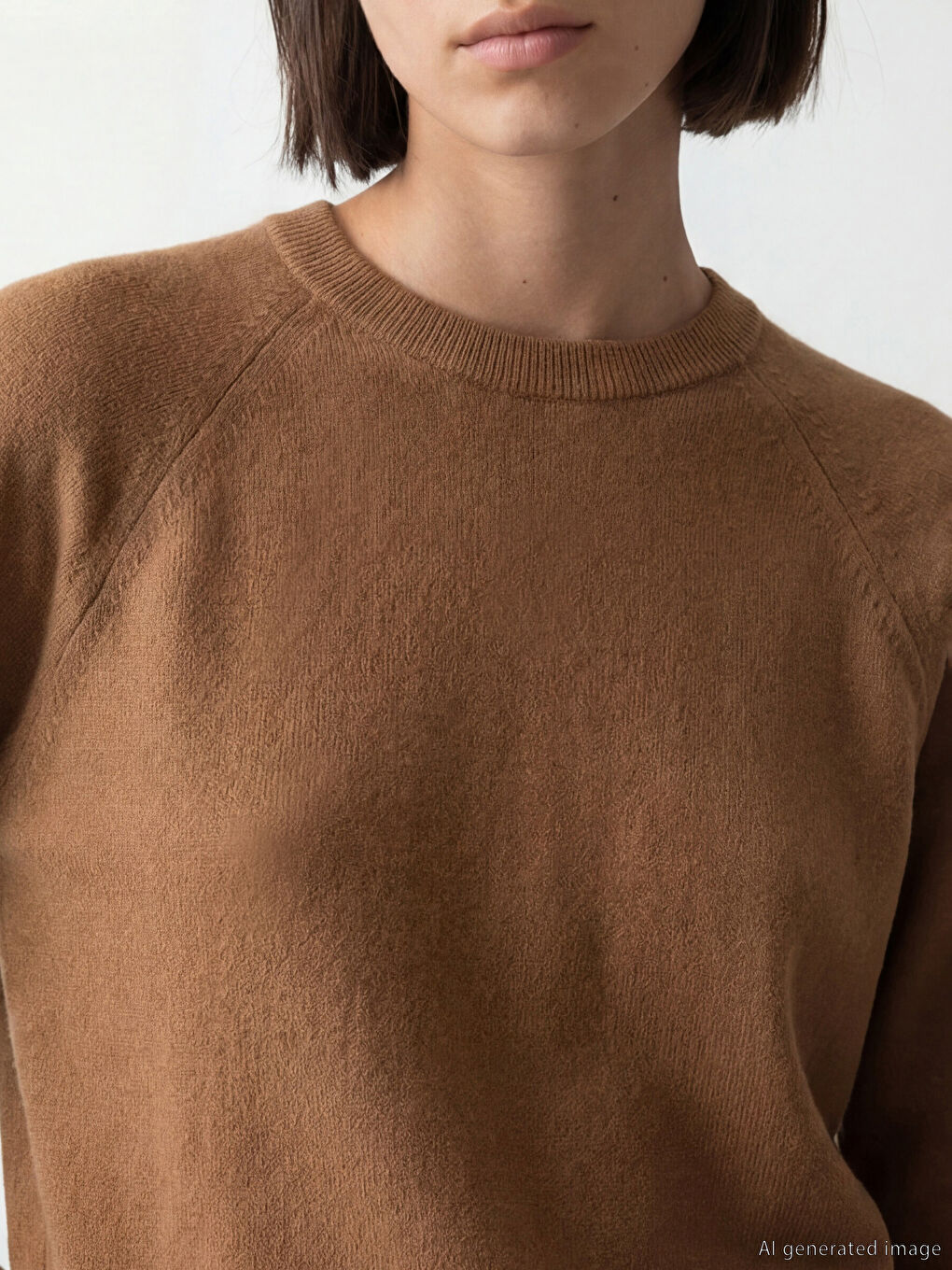 Kahverengi Bisiklet Yaka Kadın Triko Kazak-2