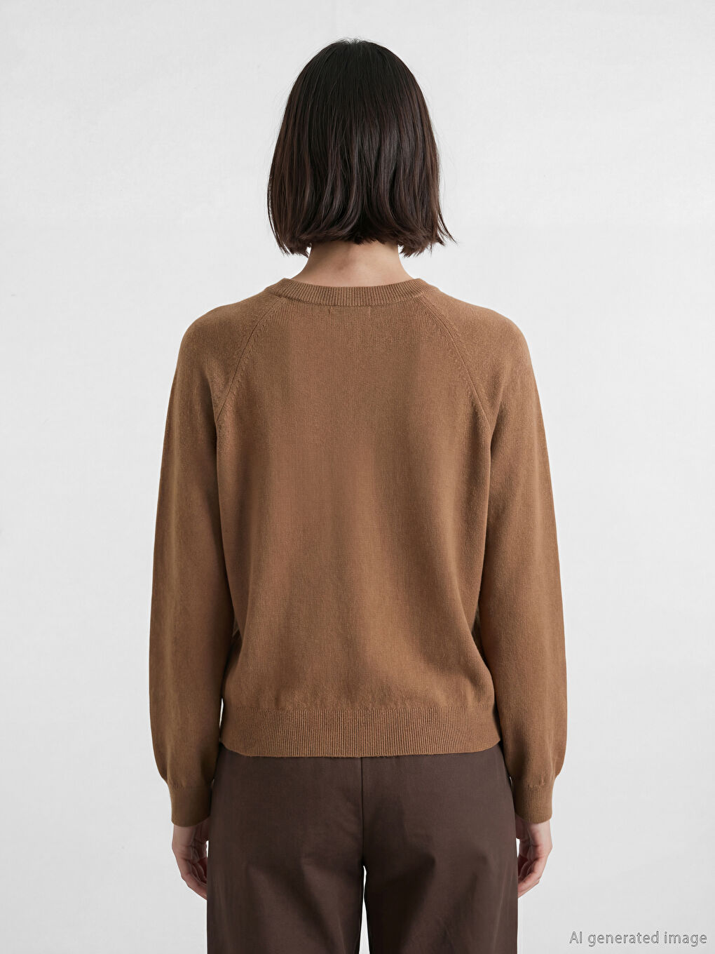 Kahverengi Bisiklet Yaka Kadın Triko Kazak-3