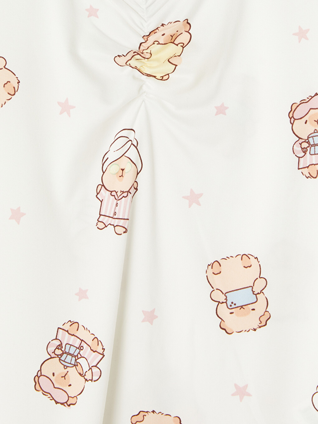 V Neck Teddy Bear Printed Women's Pyjamas Set-6