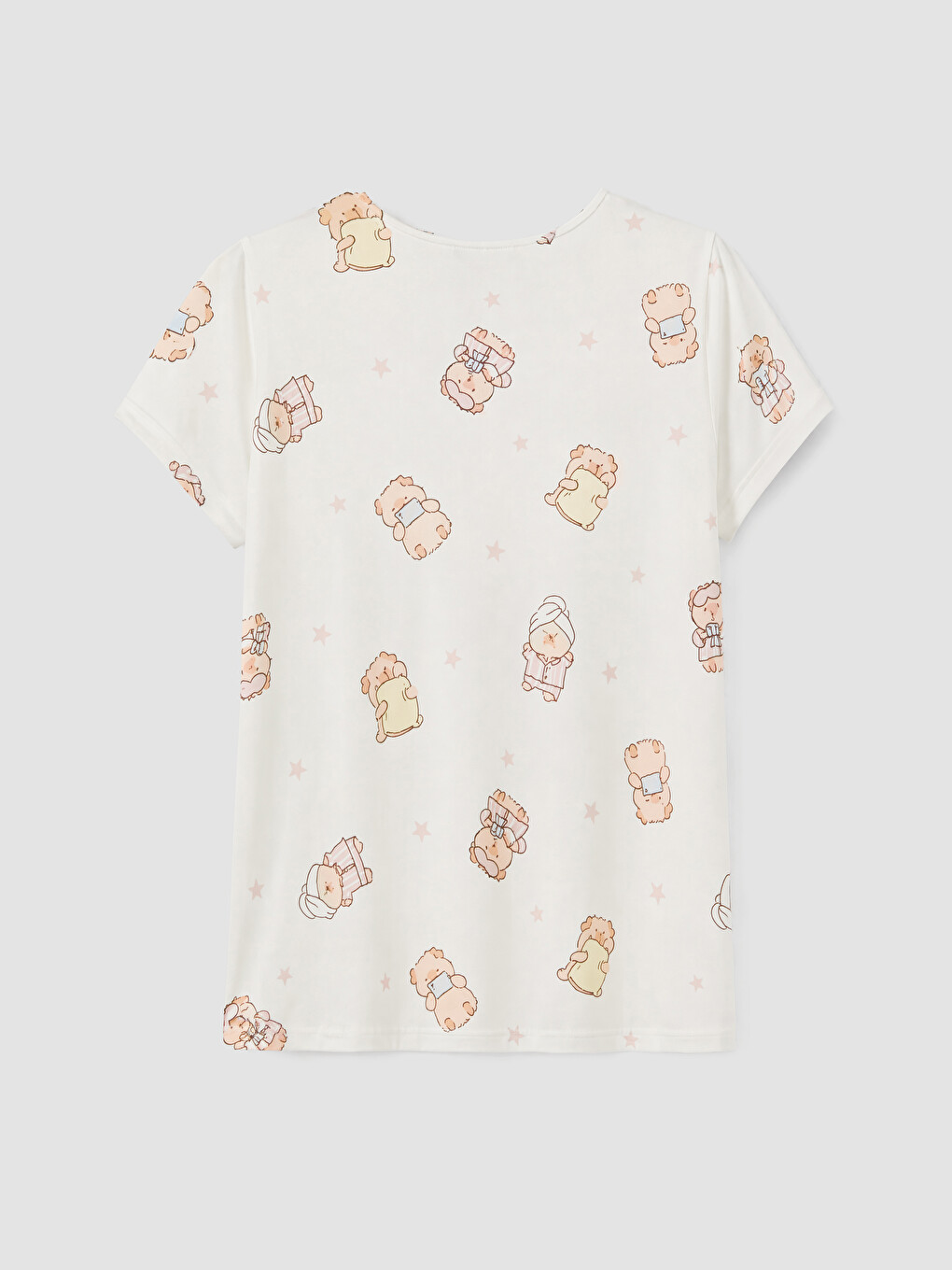 V Neck Teddy Bear Printed Women's Pyjamas Set-7