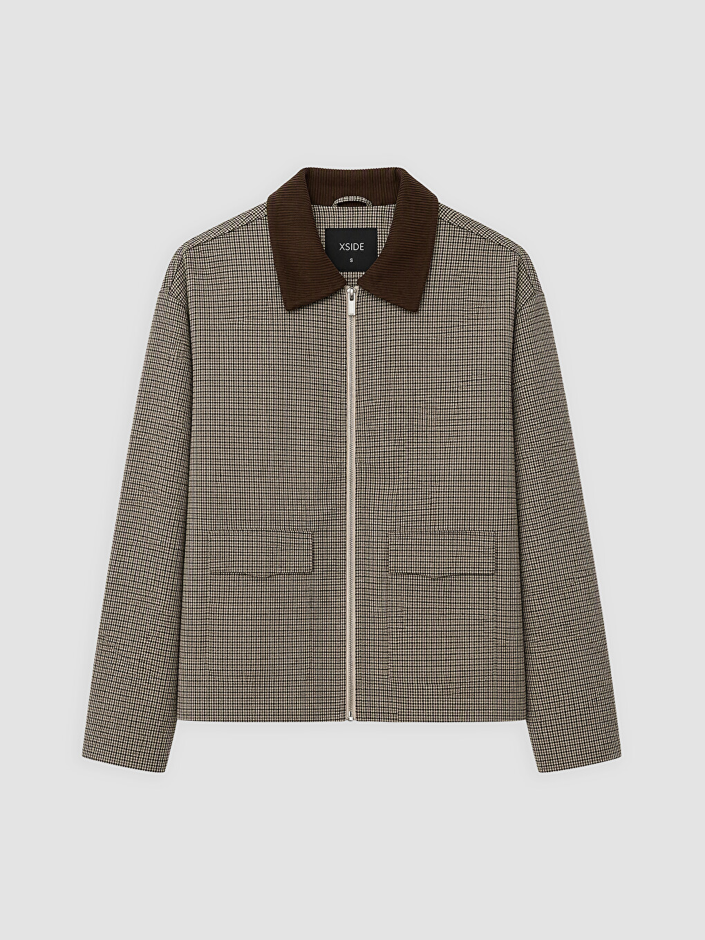 Velvet Shirt Collar Plaid Women's Jacket