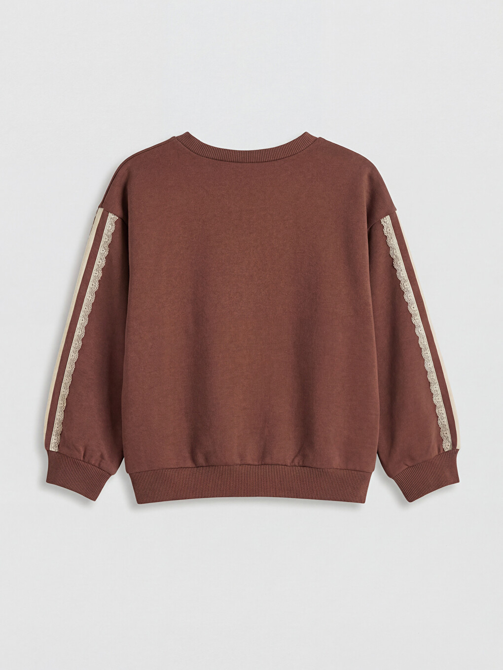 Kahverengi Bisiklet Yaka Baskılı Kız Çocuk Sweatshirt-1