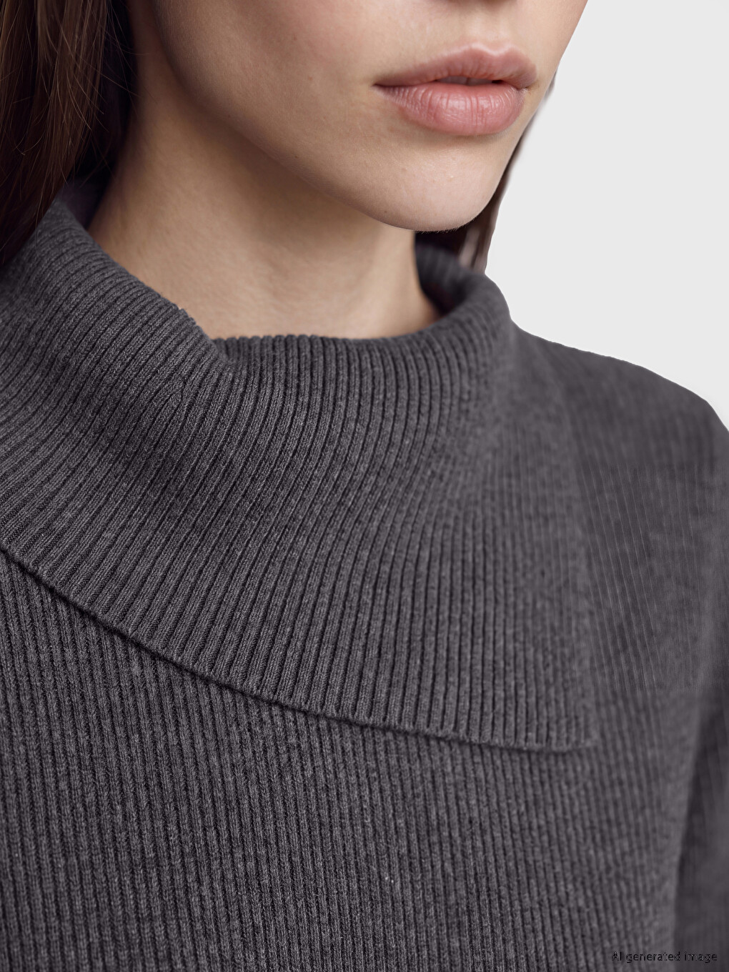 سترة تريكو نسائية بكول عالي غير متماثل-2