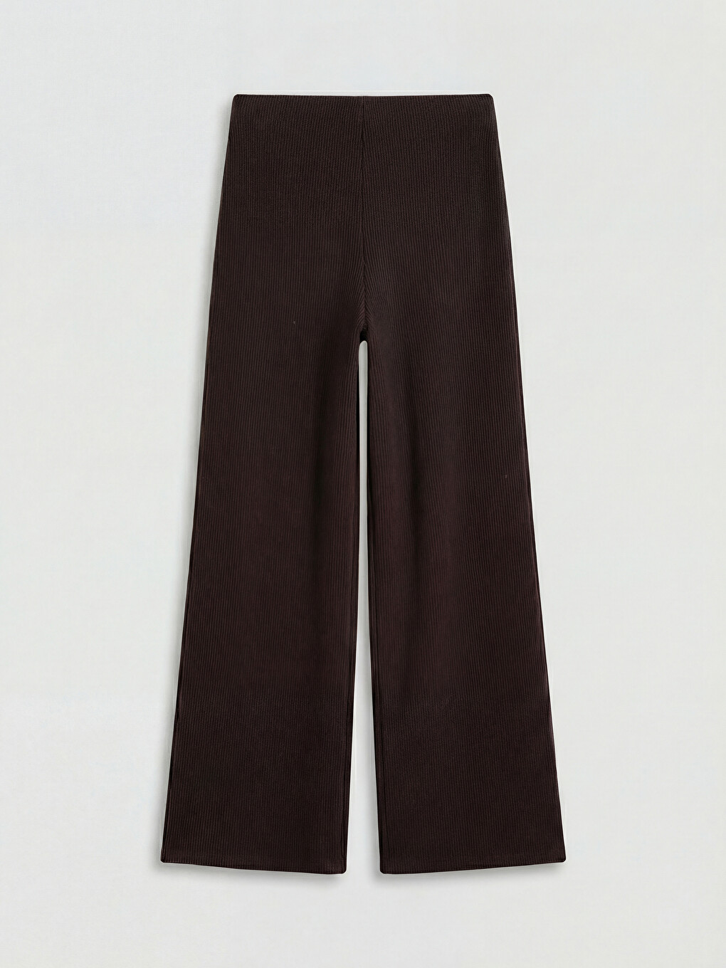 Kahverengi Beli Lastikli Kadın Triko Pantolon-5