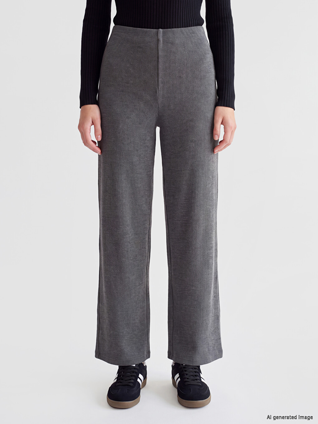 Elastic Waist Women's Knitwear Trousers-1