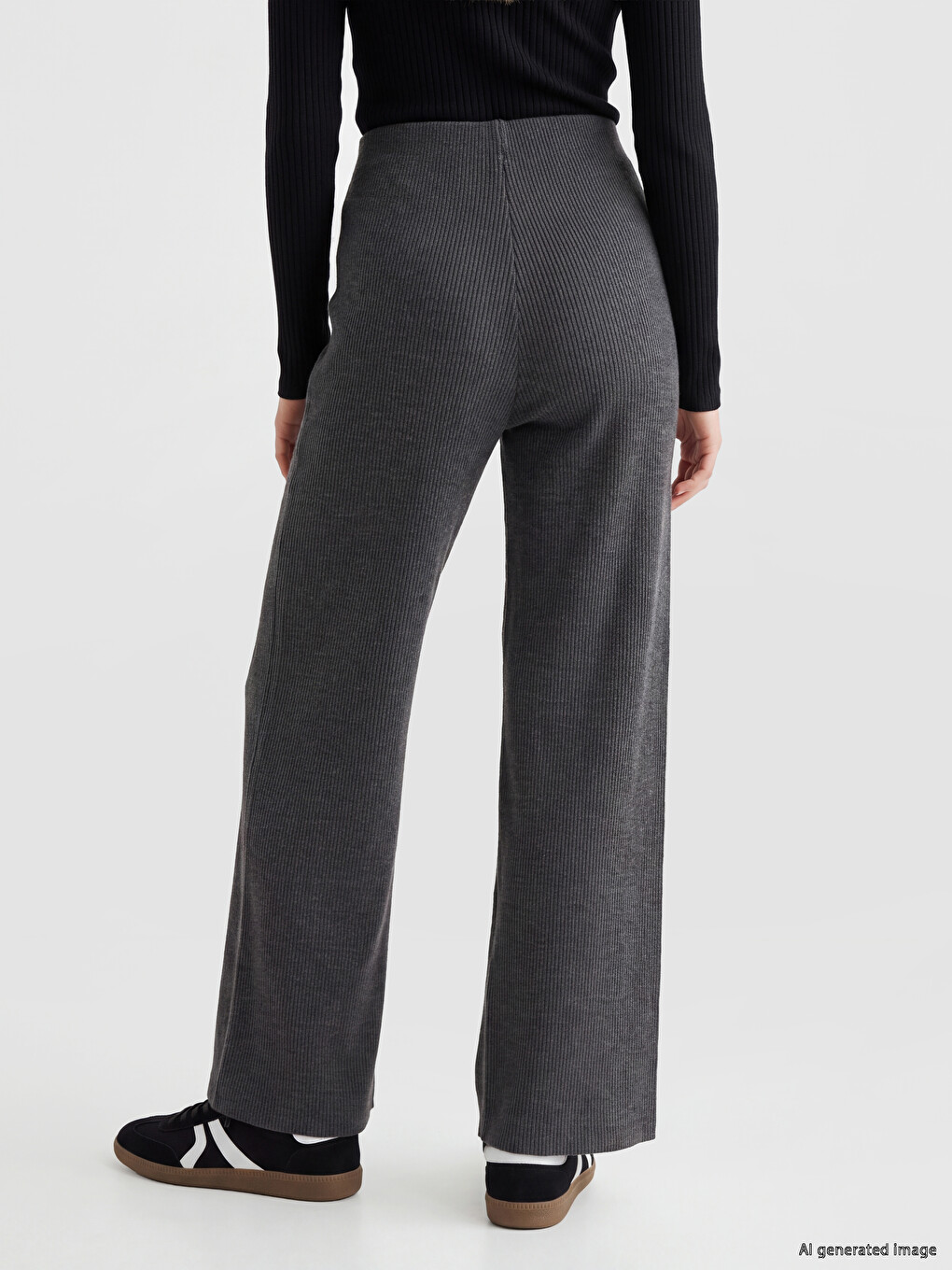 Elastic Waist Women's Knitwear Trousers-3