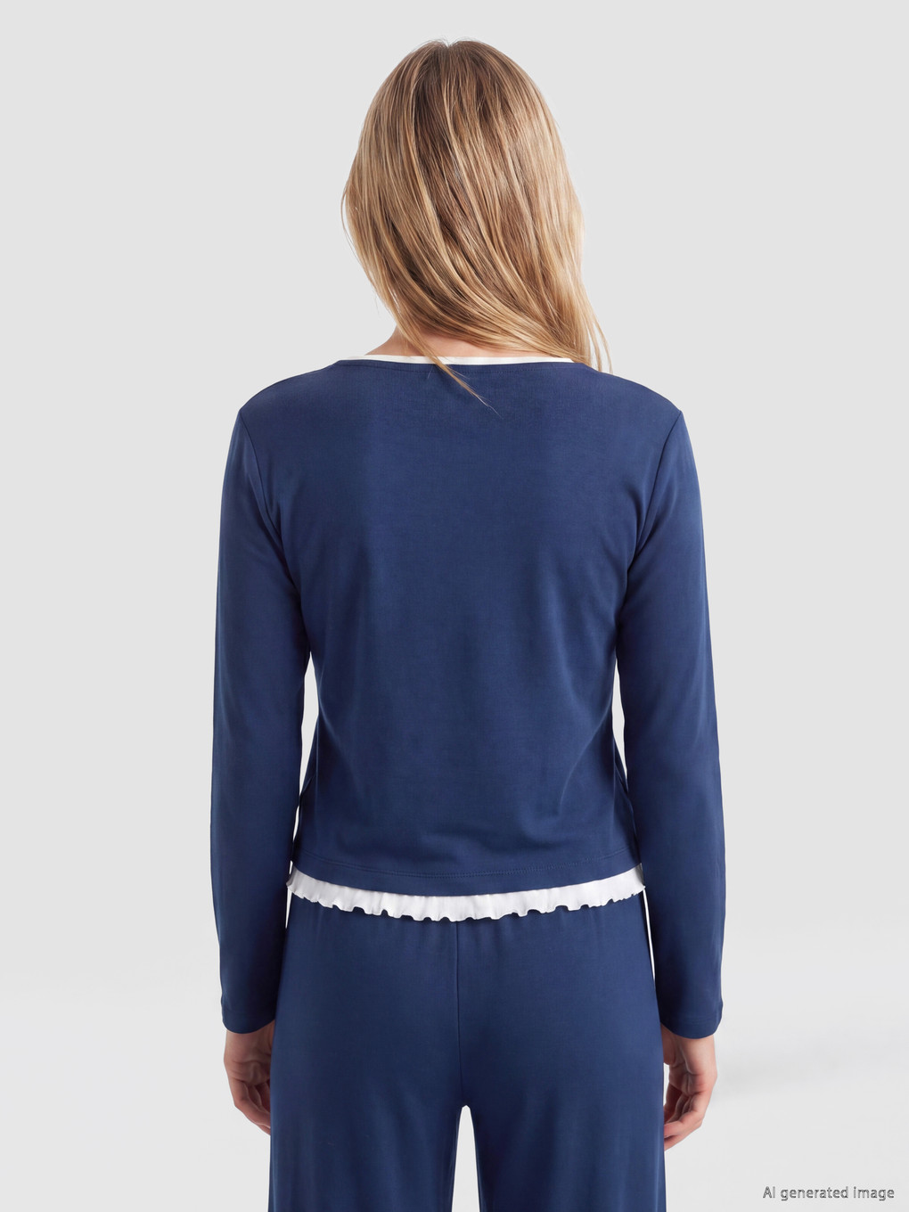 İndigo U Yaka Kadın Pijama Takım-3