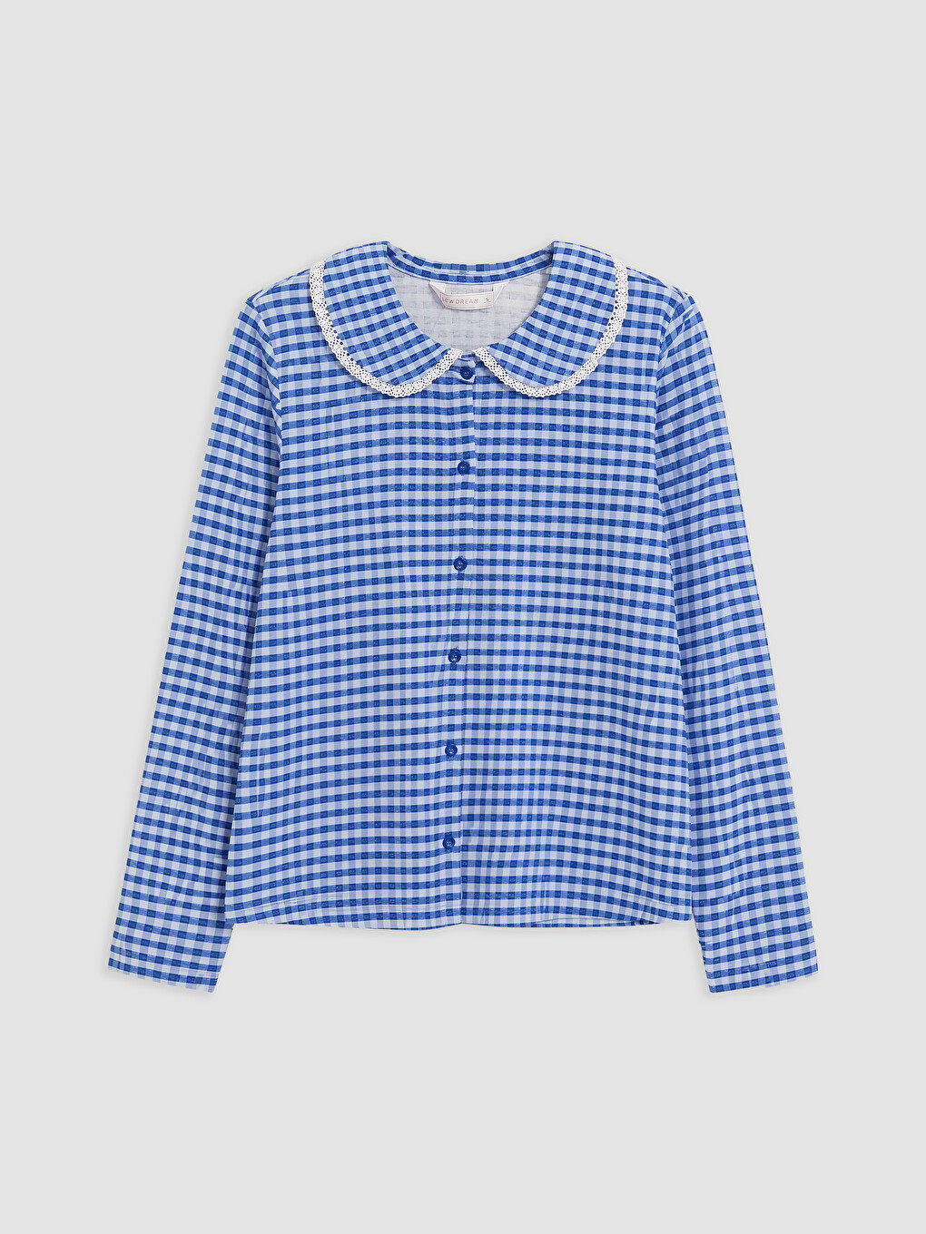 Lacivert Bebe Yaka Ekose Kadın Pijama Takım-4