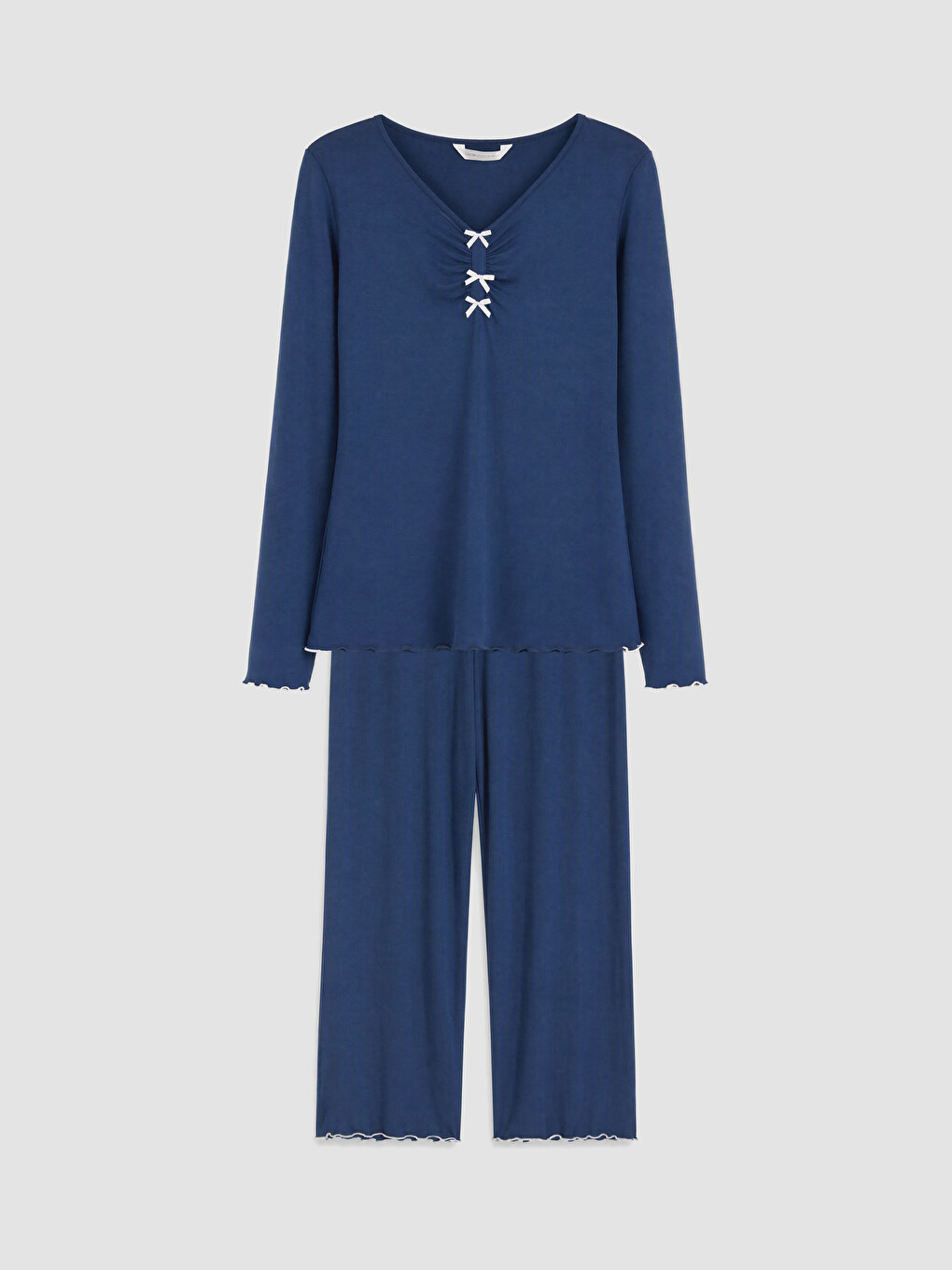İndigo V Yaka Kadın Pijama Takımı-4