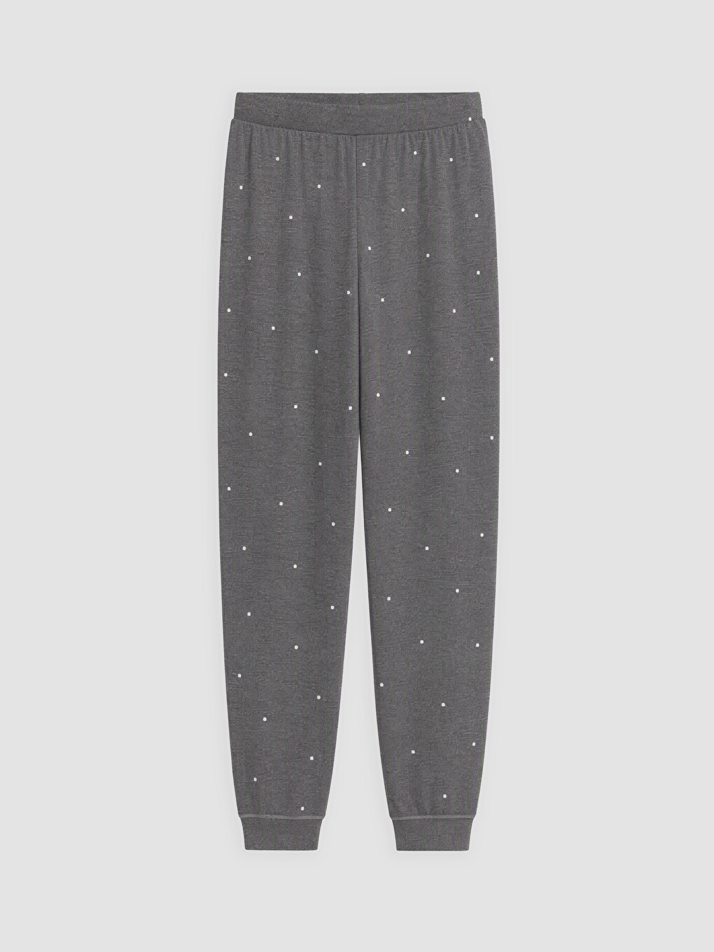 Gri Bisiklet Yaka Baskılı Kadın Pijama Takım-6