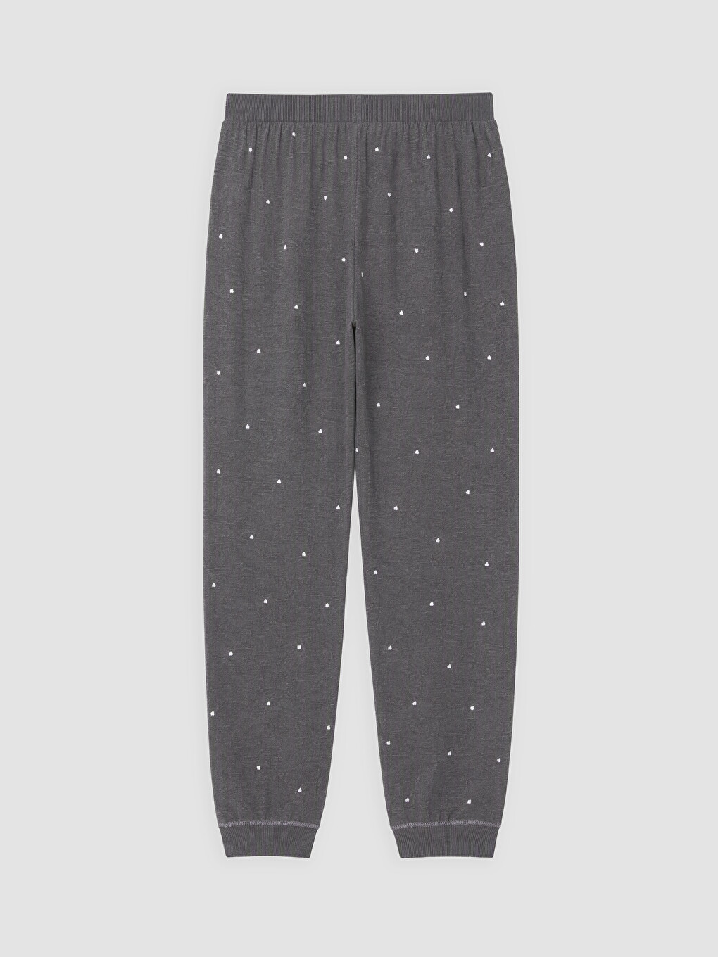Gri Bisiklet Yaka Baskılı Kadın Pijama Takım-8