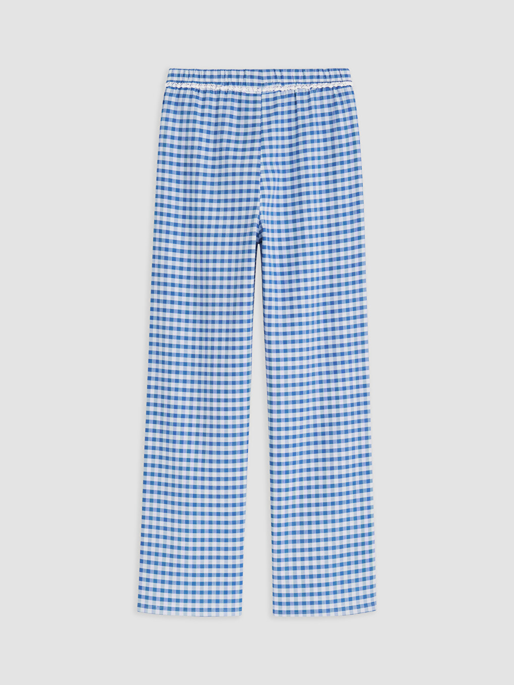 Lacivert Ekose Kadın Pijama Alt-5