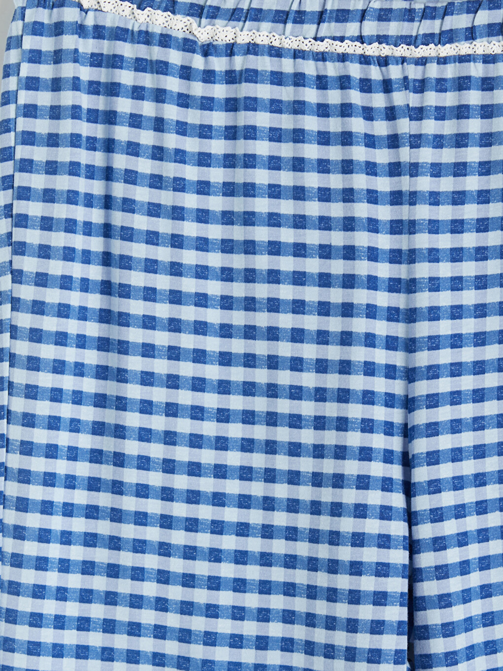 Lacivert Ekose Kadın Pijama Alt-6