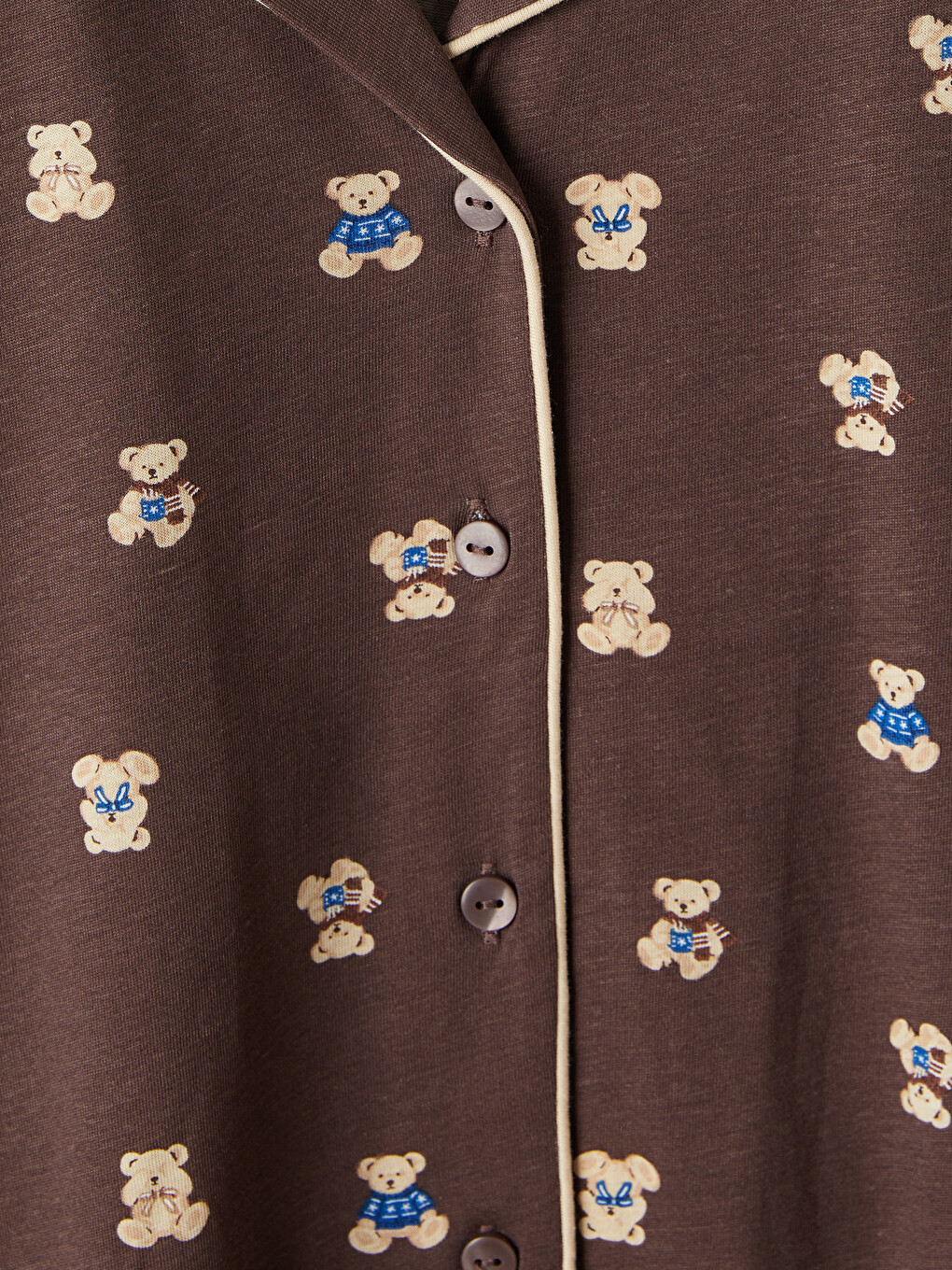 Kahverengi Ayı Desenli Kadın Pijama Takım-7