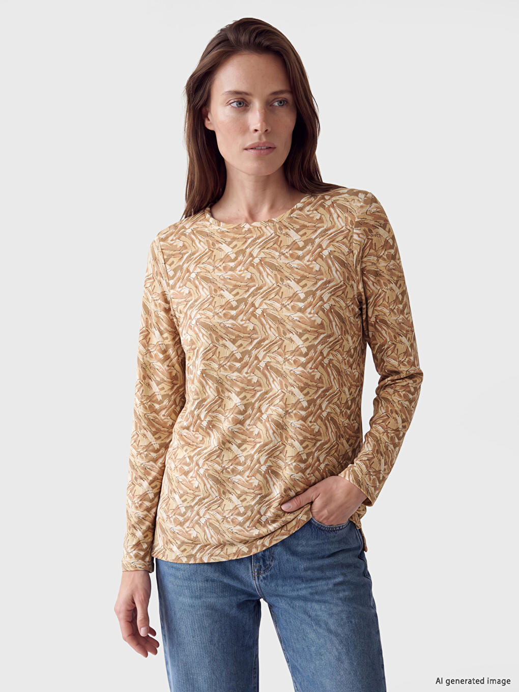 Crew Neck Patterned Women's T-shirt