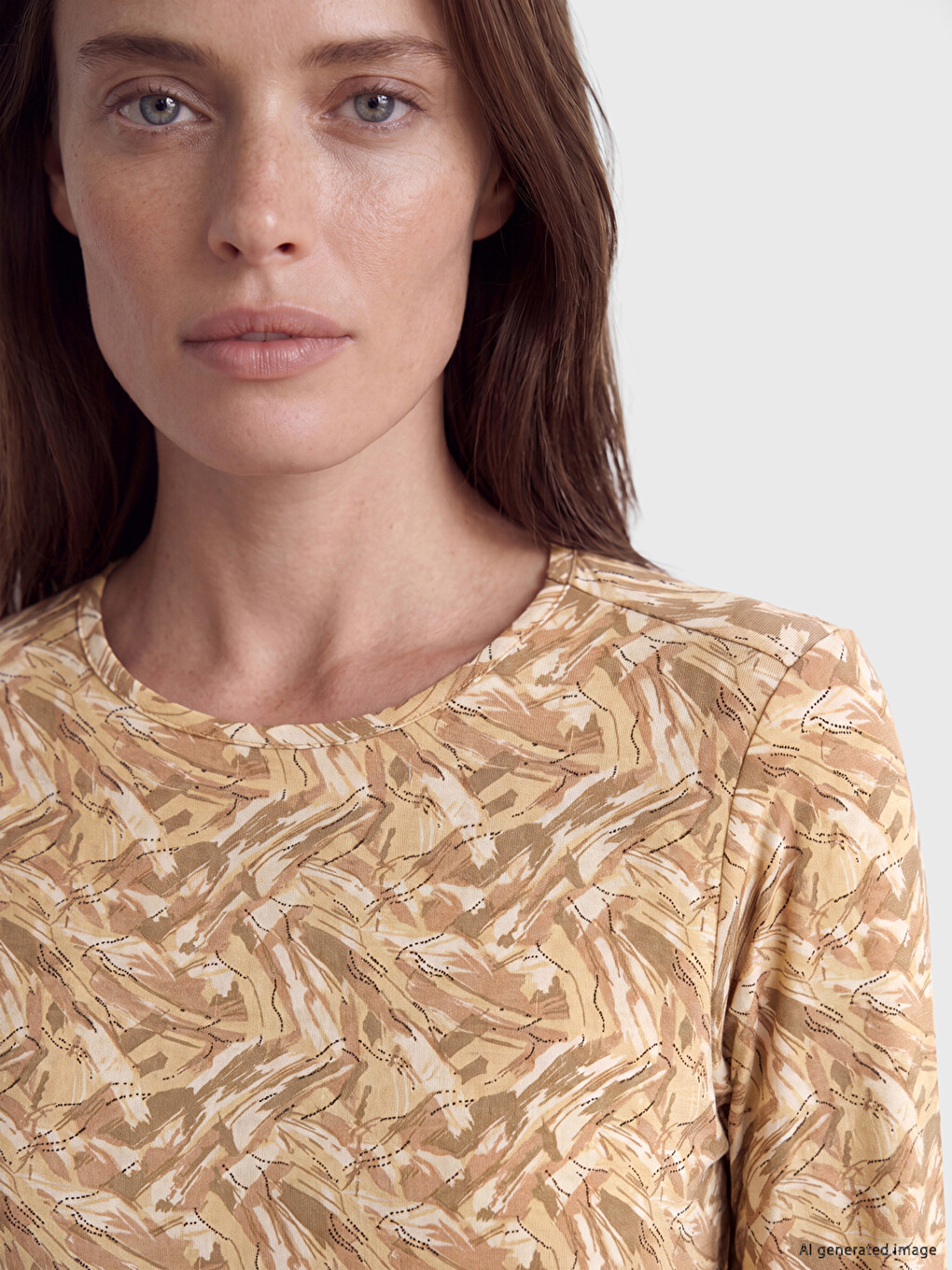 Crew Neck Patterned Women's T-shirt-2