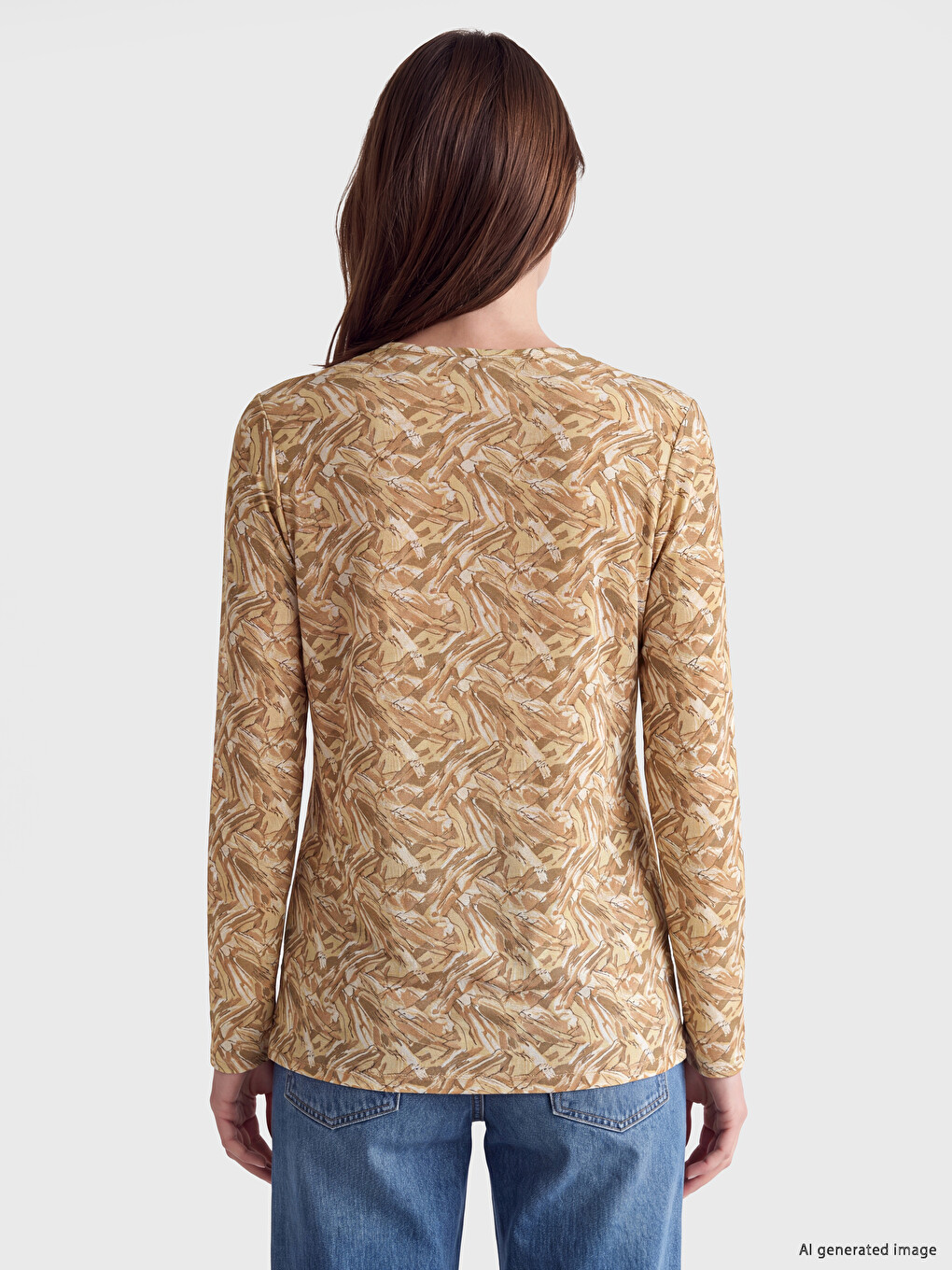 Crew Neck Patterned Women's T-shirt-3