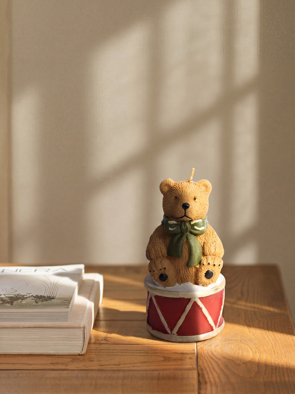 Decorative Drum On Bear Figured Candle